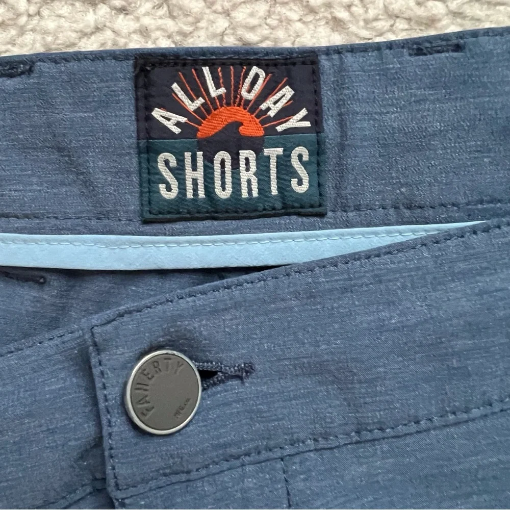 Faherty Men’s All Day Shorts Blue Athletic Casual Hybrid Performance Size 38